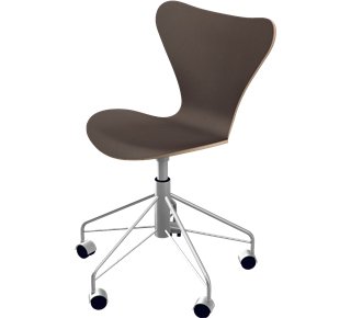 Chaise de bureau pivotante Série 7 3117, Bois laqué clair, Chêne teinté noir
