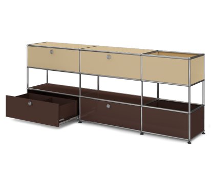 Buffet USM Haller pour enfants L avec boîtes de rangement, Bicolore, Beige USM - 	Marron USM, Avec portes coulissantes (incl. cadre métallique)