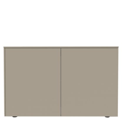 Buffet Aventa Sideboard avec portes, 120 cm, 3 Grilles de hauteur, Mélamine gris pierre, Patin en plastique