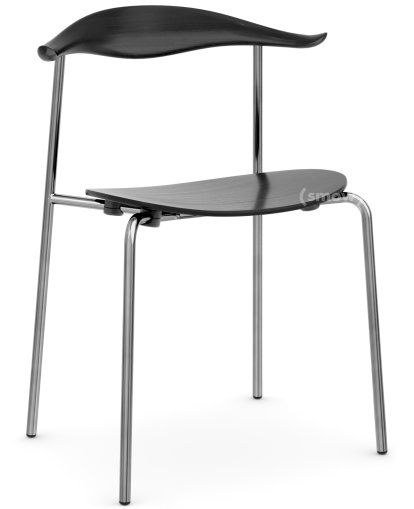Chaise CH88T, Acier inoxydable , Chêne laqué noir