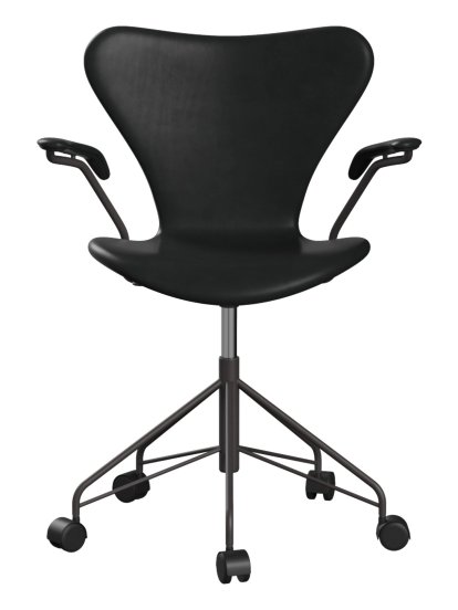 Chaise de bureau pivotante Série 7 3117/3217 Rembourrage intégral, Avec accotoirs, Cuir Grace noir, Warm graphite