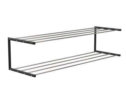Nova Rangement à chaussures, L 101,9 x P 30 cm , Acier inox poli / noir mat