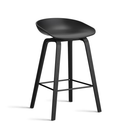 About A Stool AAS 32, Version cuisine: hauteur de l'assise 64 cm, Chêne laqué noir, Black 2.0