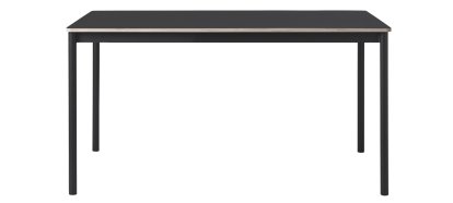 Table Base, L 140 x L 80 cm, Linoléum noir avec bord en contreplaqué, Noir