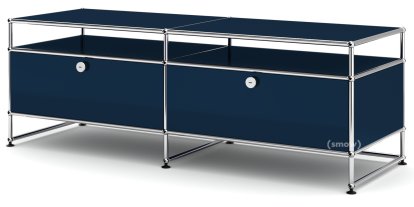 Meuble TV L USM Haller, Bleu acier RAL 5011