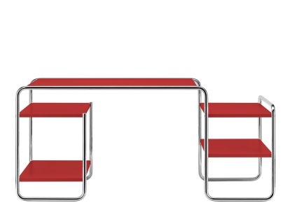 Bureau S 285  Bauhaus, Hêtre laqué à pores ouverts rouge tomate, 4 étagères
