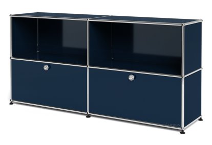 Meuble USM Haller Sideboard L avec deux portes abattantes, Bleu acier RAL 5011