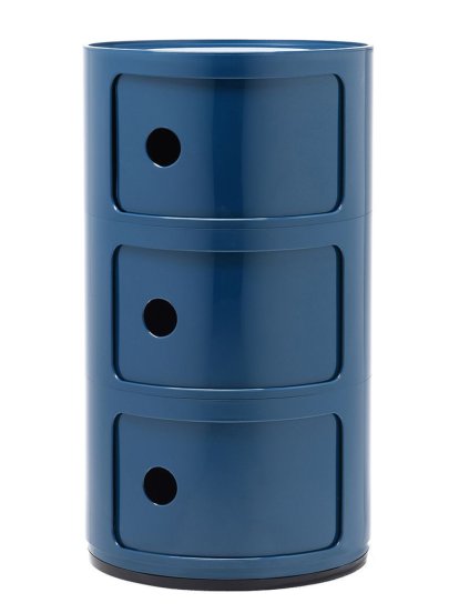 Conteneur d'appoint Componibili 3 tiroirs rond, Bleu