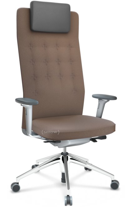 ID Trim L, Mécanisme Flowmotion avec réglage de la profondeur d'assise, Avec accotoirs 3D, Soft grey, Tissu Plano coffee, Durs pour tapis
