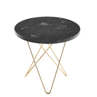 Mini O Table, Noir Marquina, Laiton
