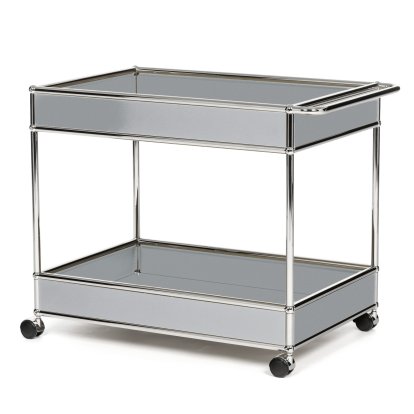Chariot-bar USM Haller type II habillé, Argent mat USM, Souples pour sols durs
