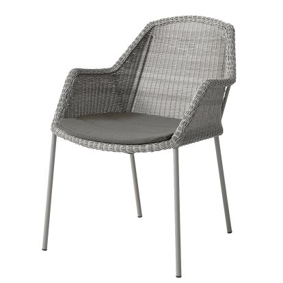 Chaise Breeze, Taupe, Avec coussin d'assise, Natté - Taupe