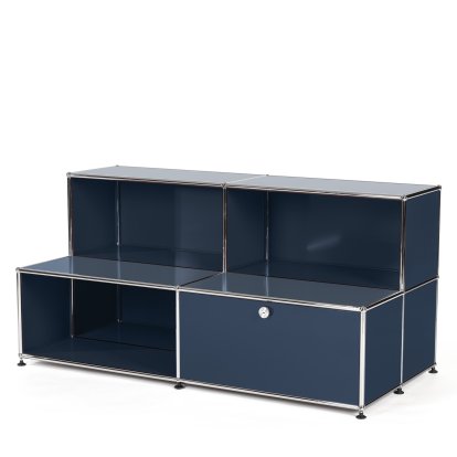 Meuble enfant USM Haller M avec marches, Bleu acier RAL 5011