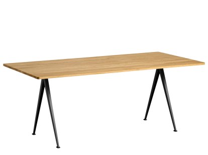 Table Pyramid 02, Chêne laqué, Acier thermolaqué noir