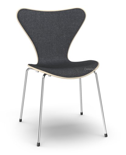 Chaise Série 7 3107 avec rembourrage avant, Bois laqué clair, Hêtre naturel, Remix 183 - Noir, Chromé