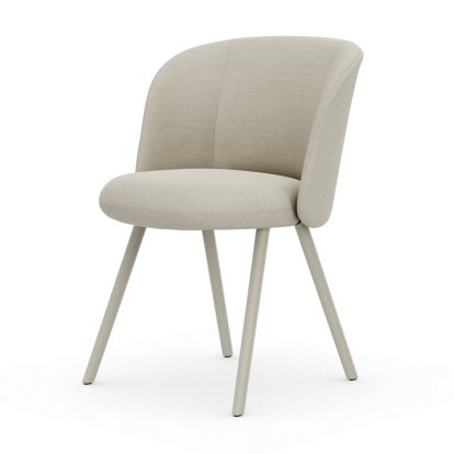 Chaise Mikado, Piètement à quatre pieds, 4 pieds, aluminium laqué craie, Dumet, Tissu Dumet ivoire mélange, Patins en feutre pour sols durs