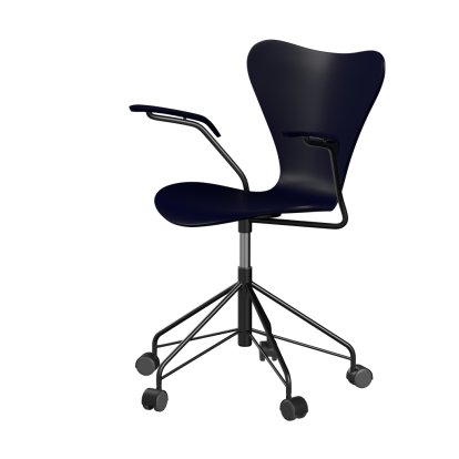 Chaise de bureau pivotante Série 7 3117/3217 New Colours, Avec accotoirs, Laqué, Bleu nuit, Noir