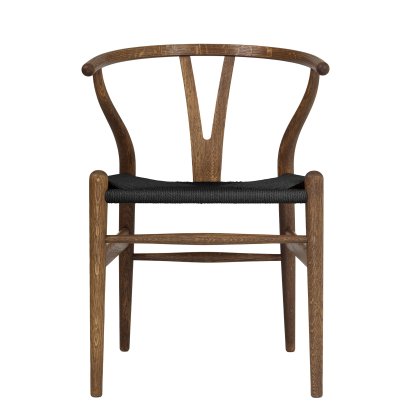 CH24 Wishbone Chair, Chêne huilé fumé, Paillage noir