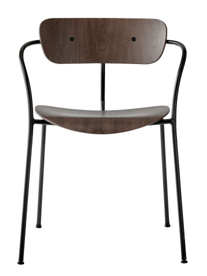 Chaise Pavilion AV2, Noyer laqué, Revêtement par poudre noir, Avec accoudoirs
