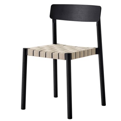 Chaise Betty TK9, Noir / lin naturel, Sans accoudoirs