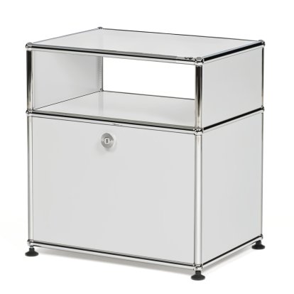 USM Haller Table de nuit avec porte abattante et étagère intermédiaire, Gris clair RAL 7035