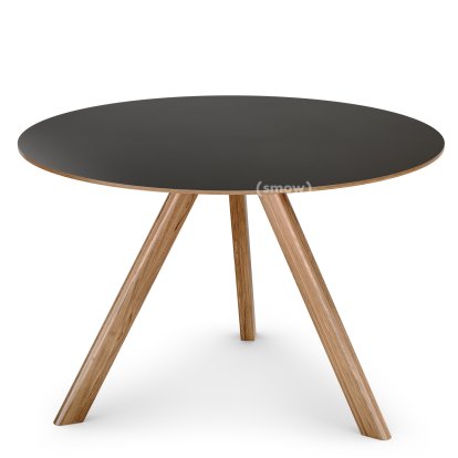 Copenhague Round Table CPH20, Ø 120 x H 74, Chêne laqué, Linoleum noir  