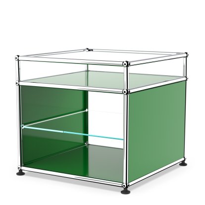 USM Haller table d'appoint et étagère verre, Vert USM