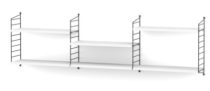 Étagère murale L String, 20 cm, Noir, Laqué blanc