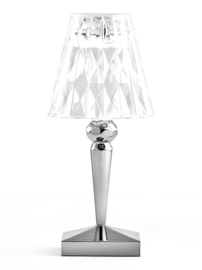 Lampe Battery, Chromé / cristal