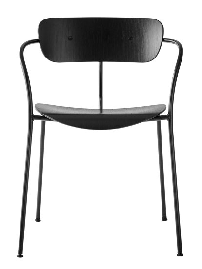 Chaise Pavilion AV2, Chêne laqué noir, Revêtement par poudre noir, Avec accoudoirs