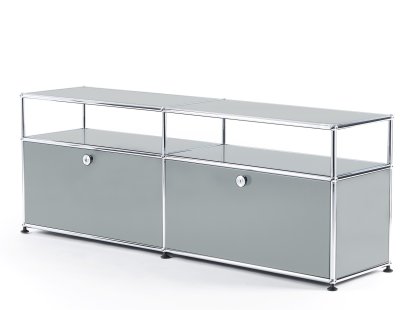 Meuble TV USM Haller avec réhausse, Argent mat USM