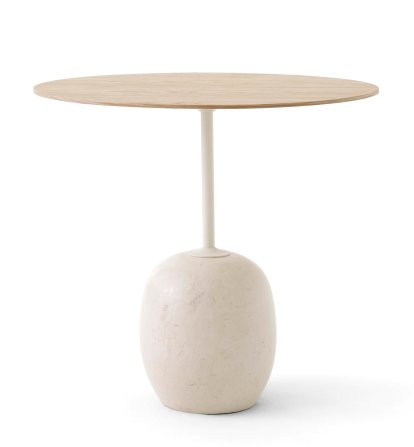 Table d'appoint Lato LN8 / LN9, Oval (L 50 x L 40 cm), Chêne / marbre Crema Diva