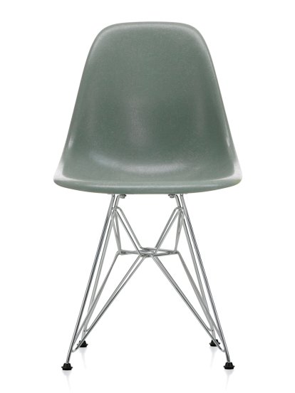 Eames Fiberglass Chair DSR, Eames sea foam green, Poli chromé