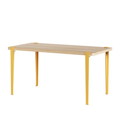 Table à manger Balthazar, Finition chêne, Jaune brioche