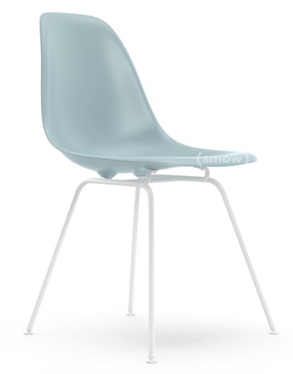 Eames Plastic Side Chair DSX, Gris bleuté, Sans rembourrage, Sans rembourrage, Version standard - 43 cm, Revêtement blanc