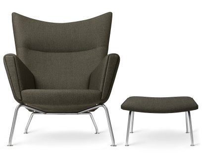 CH445 Wing Chair, Passion - poivre, Avec repose-pied