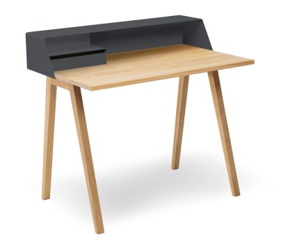 Secrétaire PS04 / PS05 , L 100 x P 63 (PS04), Gris anthracite (RAL 7016), Chêne huilé  , Avec boîtier électrique