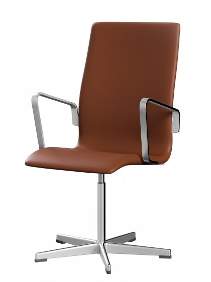Chaise Oxford, Avec accotoirs, Dossier moyen, Piètement fixe, Cuir souple, Cognac