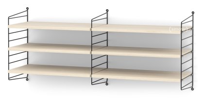 Étagère murale M String, 30 cm, Noir, Placage frêne  
