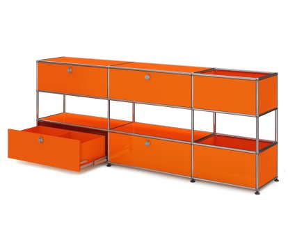 Buffet USM Haller pour enfants L avec boîtes de rangement, Monochrome, Orange pur RAL 2004, Avec portes coulissantes (incl. cadre métallique)
