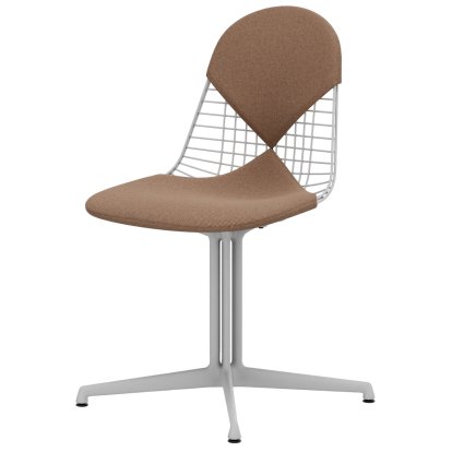 Chaise Wire Chair DKL, Revêtement blanc, Coussin pour assise et dossier (Bikini), Cognac / ivoire