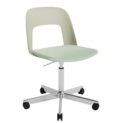 Chaise pivotante Layout 143 avec assise rembourrée, Vert pastel / Relate 921, Aluminium poli