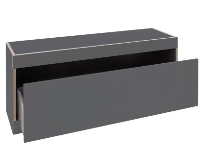 Banc avec espace de rangement Flai, Mélaminé anthracite avec bords bouleau, Avec tiroir, Sans coussin d'assise