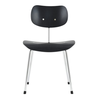 Chaise SE 68, Non-empilable, Sans rembourrage, Chromé, Sans accoudoirs, Hêtre, teinté noir