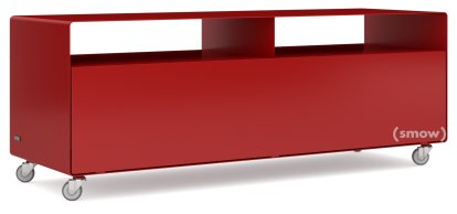 Meuble TV R 109, Monochrome, Rouge rubis (RAL 3003), Roulettes industrielles