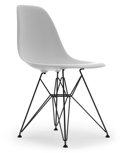 Eames Plastic Side Chair DSR, Coton blanc, Sans rembourrage, Sans rembourrage, Version standard - 43 cm, Revêtement basic dark