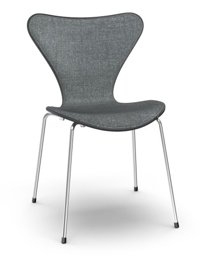 Chaise Série 7 3107 avec rembourrage avant, Frêne coloré, Noir, Remix 173 - Bleu foncé/gris, Chromé