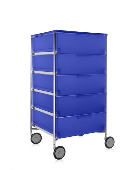 Caisson Mobil,  5 tiroirs - Pas de compartiment, Opalin, Bleu cobalt