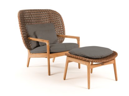Kay Highback Lounge Chair, Brindle, Fife Platinum, Avec repose-pieds