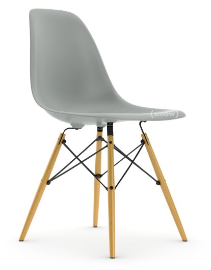 Eames Plastic Side Chair DSW, Gris clair, Sans rembourrage, Sans rembourrage, Version standard - 43 cm, Érable nuance de jaune